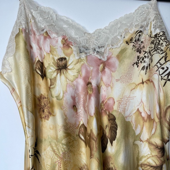 Soma 2 100% Silk Slip Dress Floral Lace Trim Nightgown Pajamas Super Smooth Soft - Picture 4 of 7